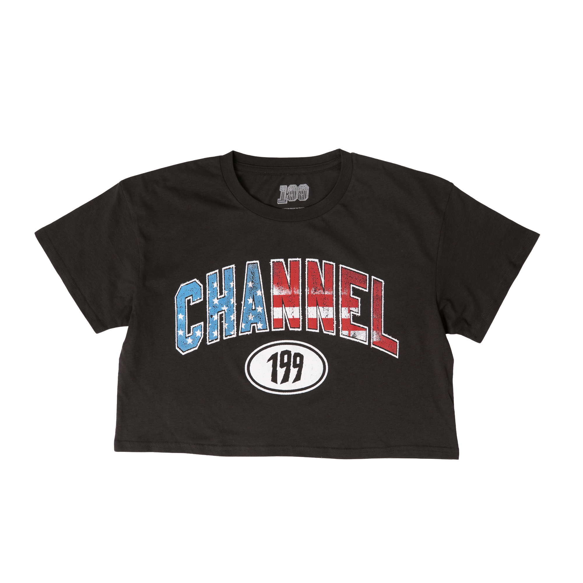 Channel 199 Flag Crop Tee front
